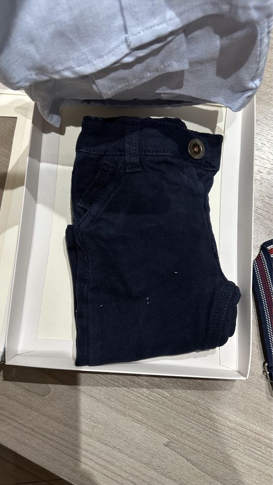 Бебешки комплект панталон, риза и тиранти 3-6 м