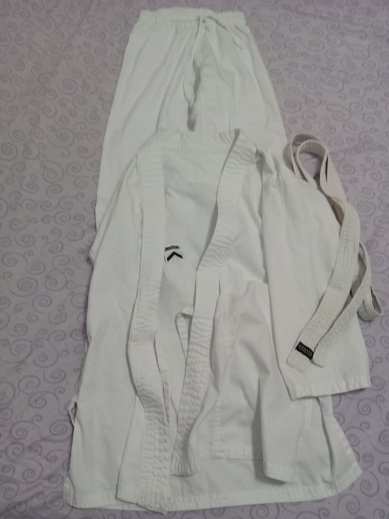 decathlon domyos judo copii 130cm kimono karate centura alba taekwondo