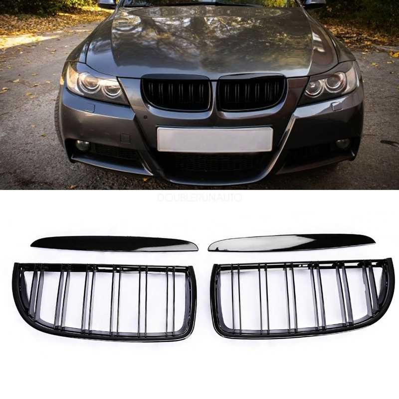 Negru Lucios Grile Nari Duble M Bmw E90 E91 2005-08 Piano Black NOI