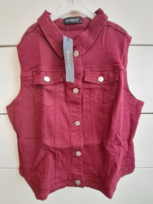 Червено дамско дънково елече,  размер М, ново