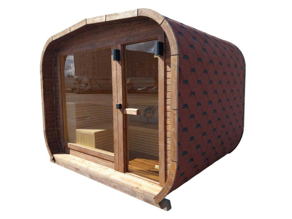 Sauna de exterior panoramica model LUX 3mX2.4mX2.4m