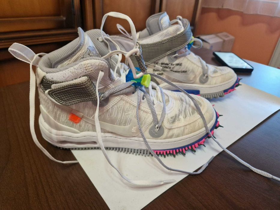 Nike Air Force 1 mid off white clear white marimea 38/5