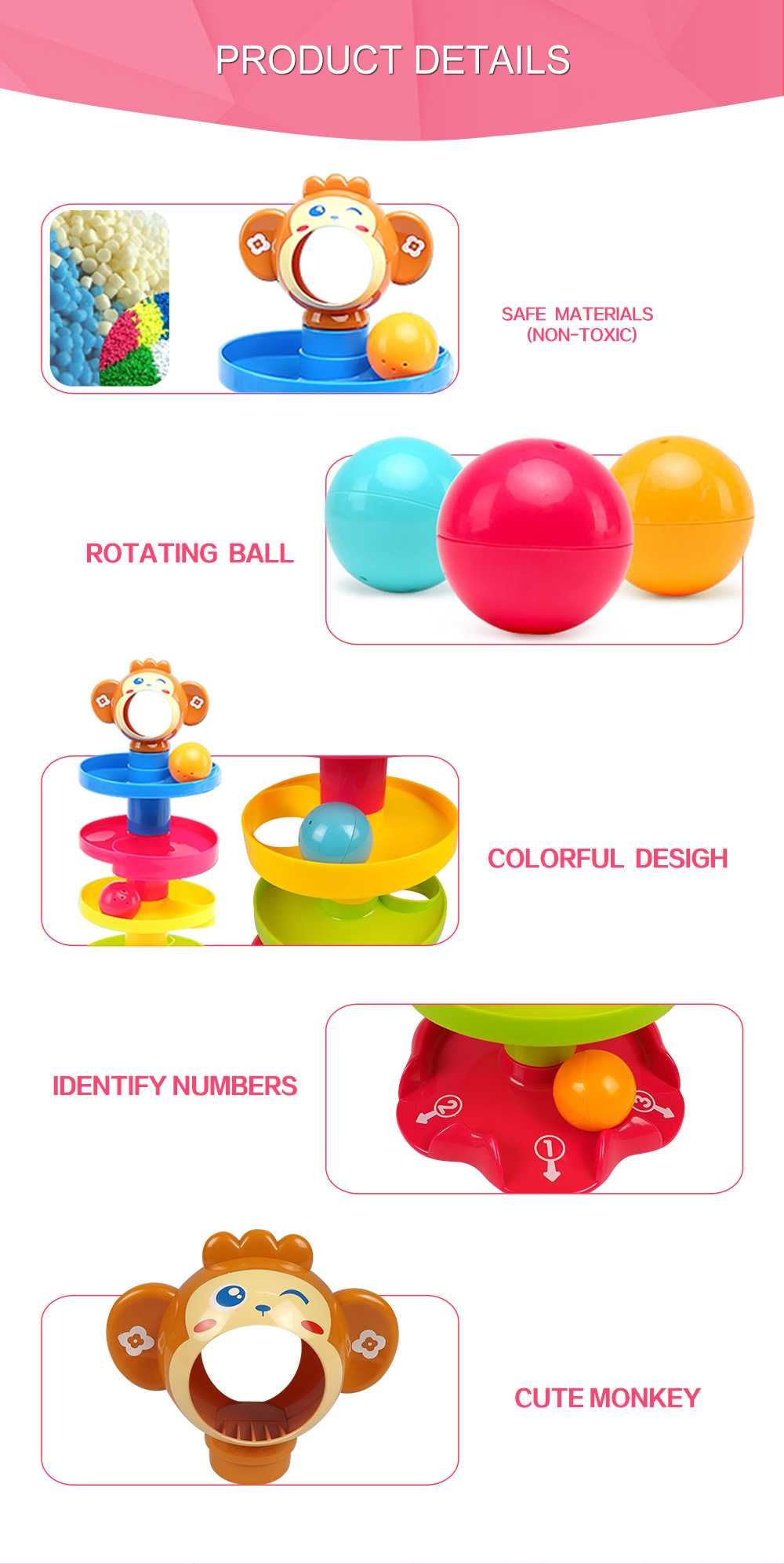 Jucarie turn rotativ cu bile, Multicolor