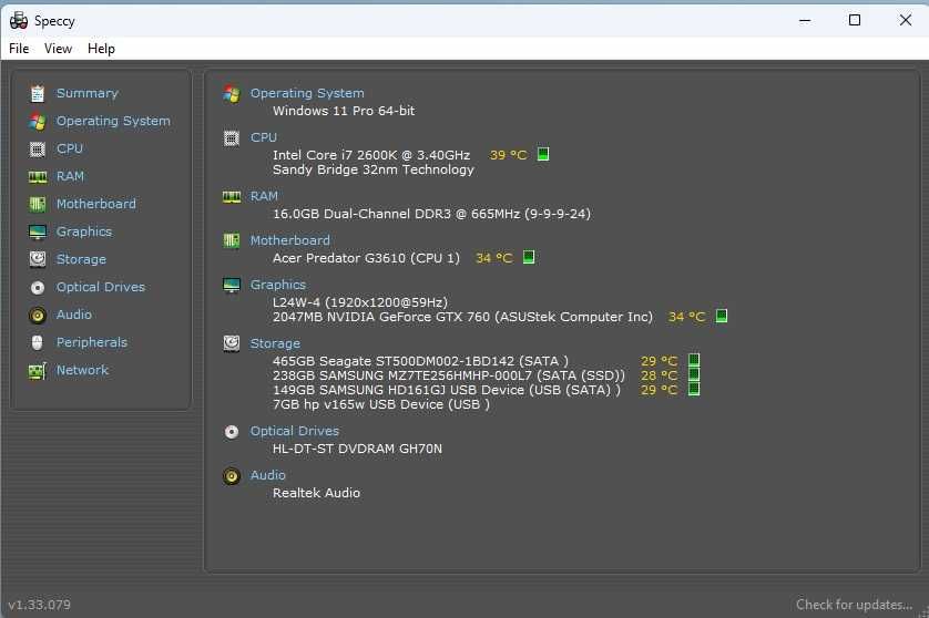 Calculator Unitate PC Gaming Acer Predator I7 2600K Ram 16Gb GTX 760