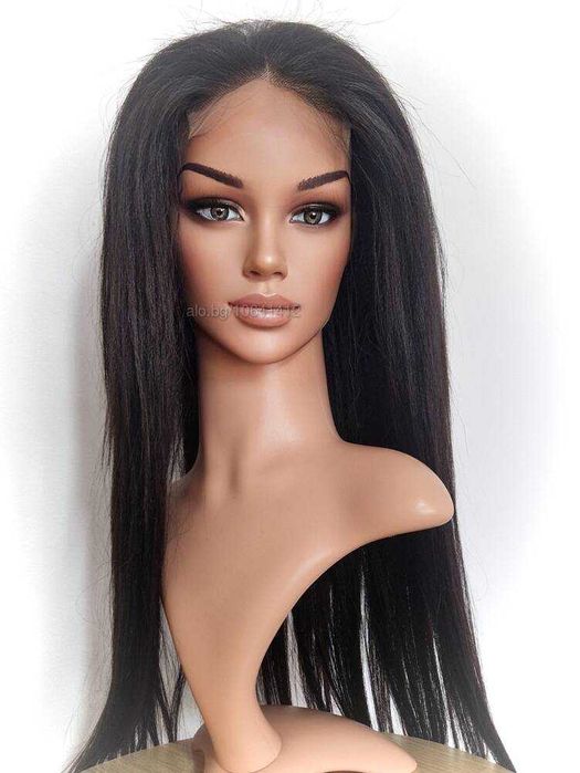 Черна перука от микс естествен косъм и примеси 70 см с Lace 4×4