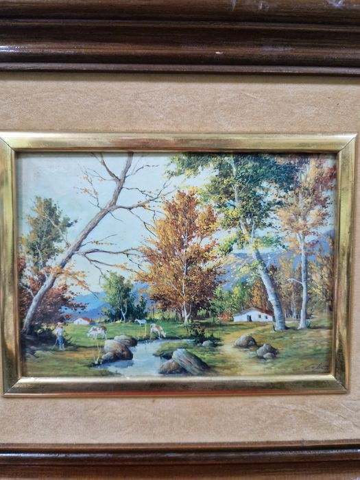 Прекрасна антикварна авторска картина емайл