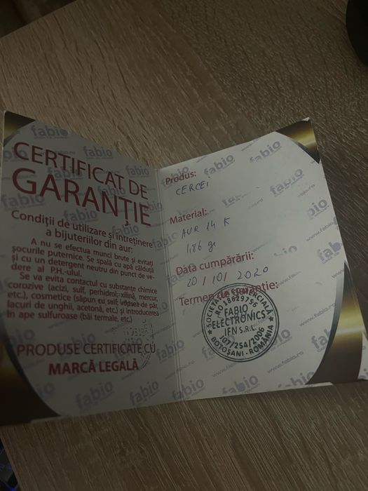 Cercei aur galben 14K - 1,86 grame - (PRET NEGOCIABIL)