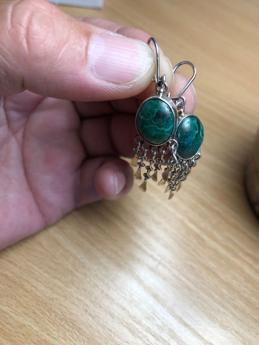 Сребърни Обеци с “Макахит”