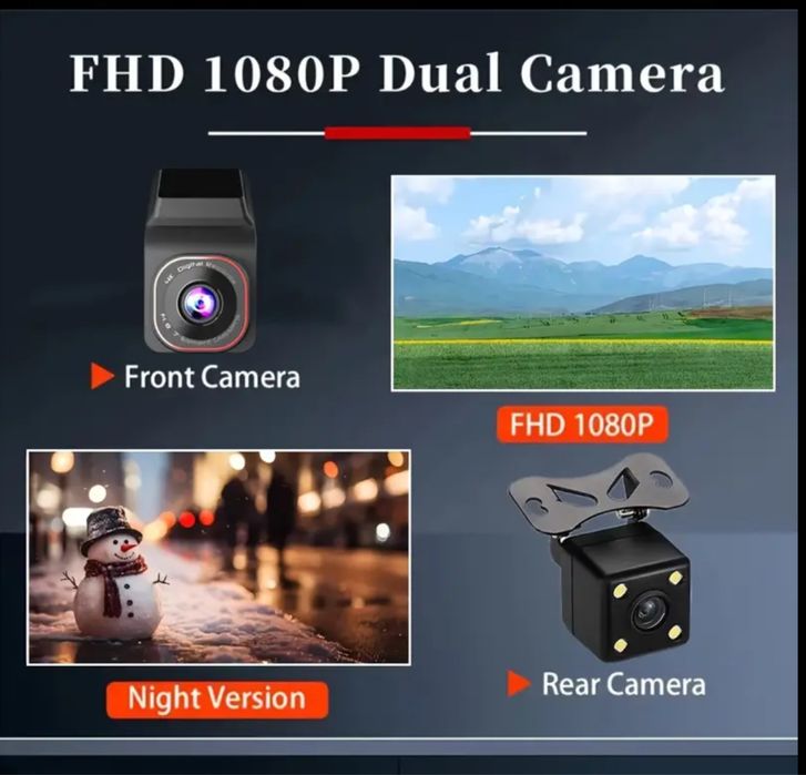 Camera de bord (dubla) DVR 11080, Full HD - Cadou card 64 Gb