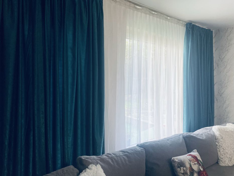 2бр готови завеси в тюркоаз+ подарък 2 деко възглавнички