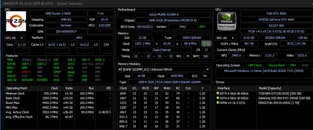 Настолен гейминг компютър! RTX 4060 Ryzen 5 5600 32RAM