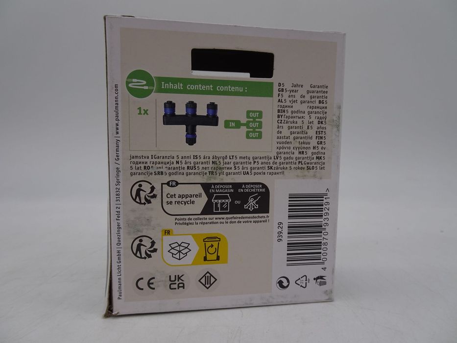 Paulmann Dispozitiv de distribuție Plug & Shine 3 ieșiri IP68 Negru