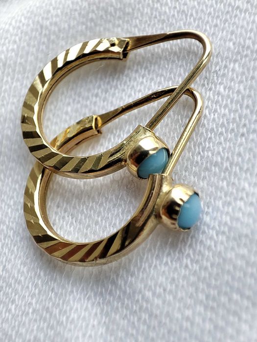 Cercei Aur 14K Copii Coral Albastru