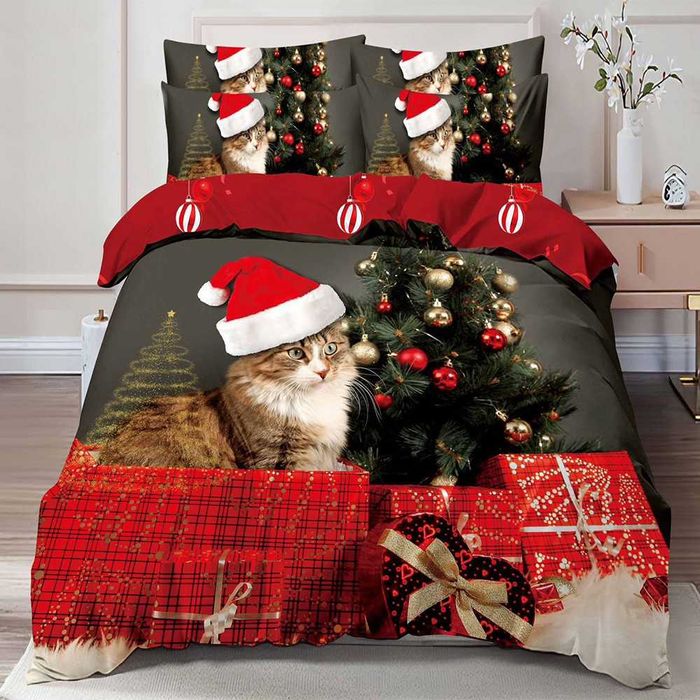 Двулицево коледно спално бельо (Реално изображение), 6 части