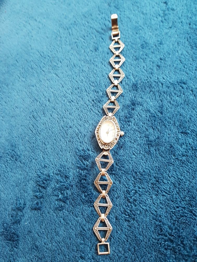 Ceas dama argint 925 Italy,baterie noua miyota japonez,marcasite,18.5