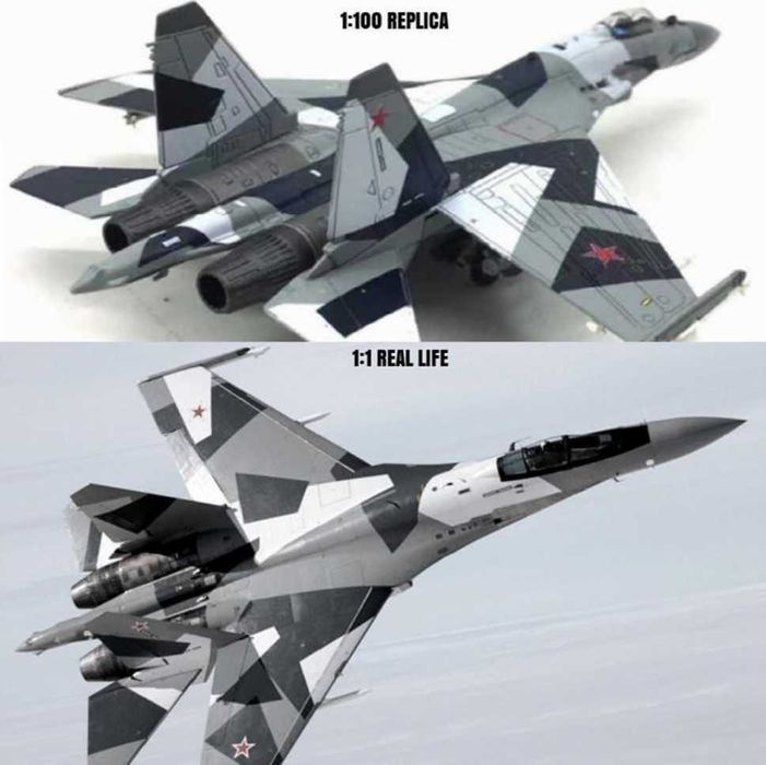 Macheta avion metalica Su-35 Super Flanker 1:100 23cm