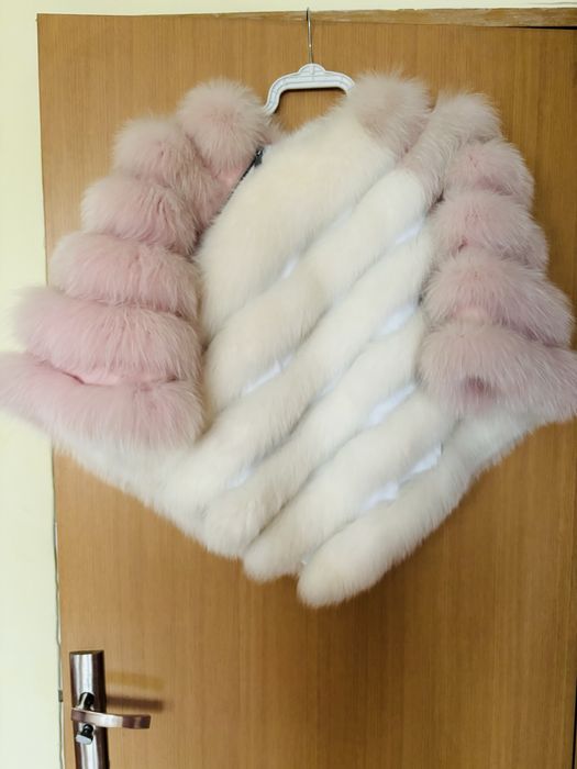 Haina/Capa/Poncho  blana naturala vulpe