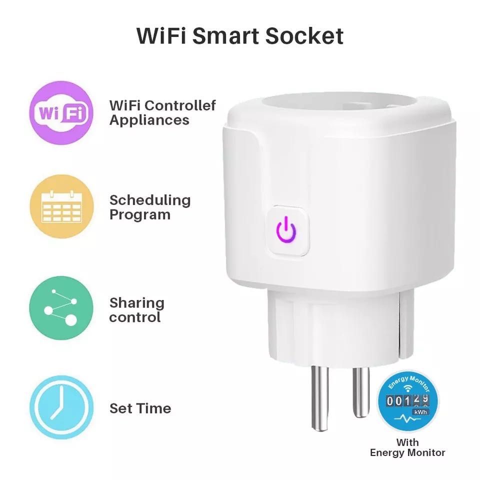 Смарт Контакт / Smart Plug WiFi / Smart Home Google Home /Alexa 16/20A