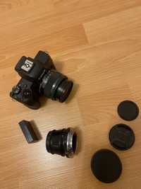 Canon M50 cu obiectiv original, unul extra cu focus manual și baterie