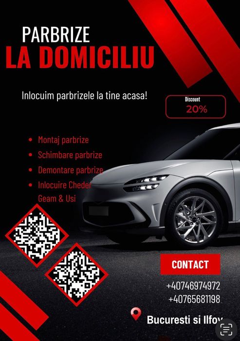 Parbrize / geamuri auto cu montaj la domiciliu
