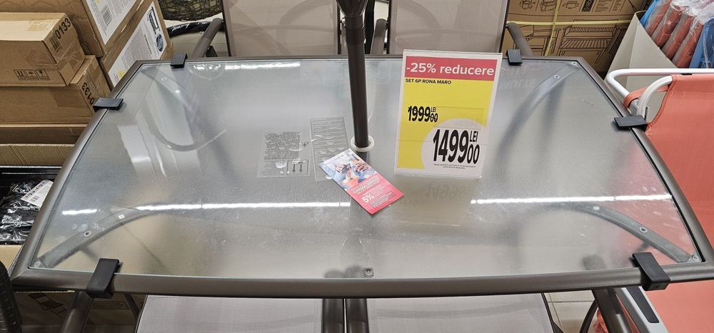 Masa sticla terasa + umbrela