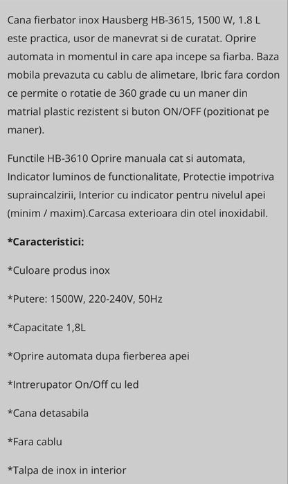 Fierbator/ cana electrica inox Hausberg