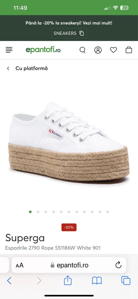 Espadrile Superga cu platformă 38