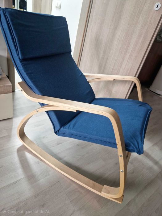 Fotoliu poang/ Balansoar Kring/ material textil, Albastru