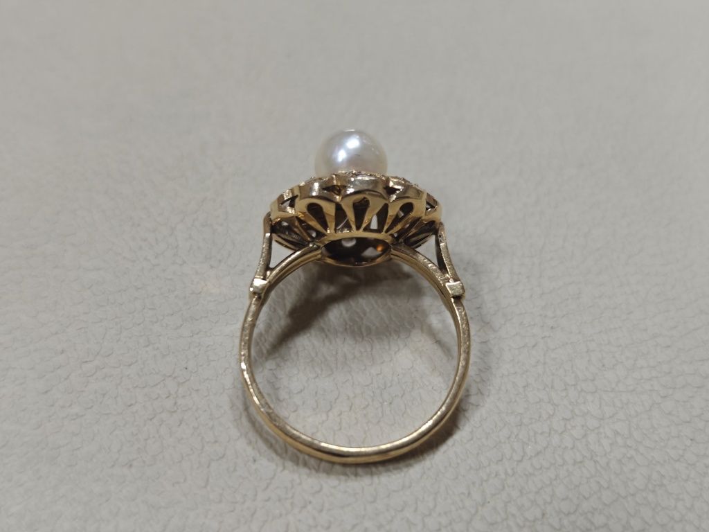 Inel vintage cu perla aur 18k 4.75gr (r)