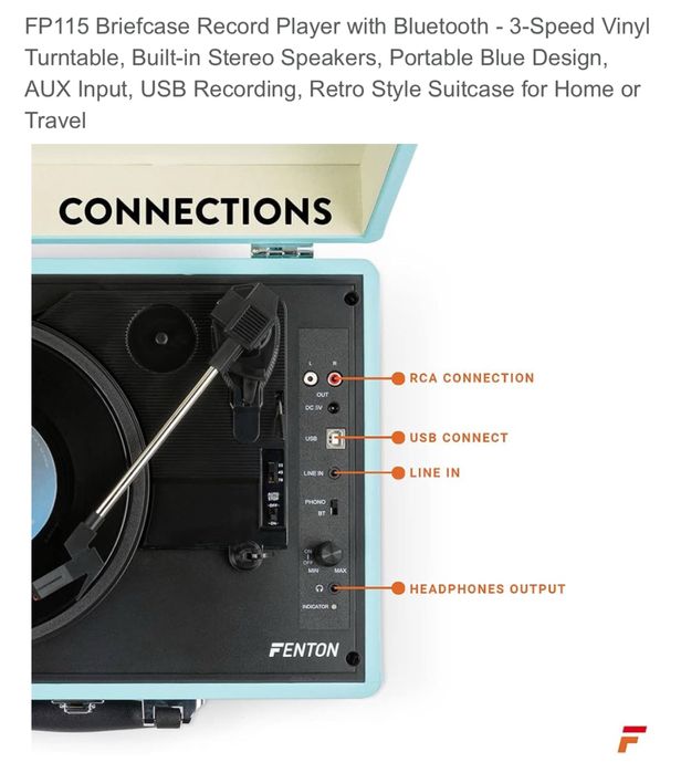 FP115 Pick-Up, 3 speeds, built-in stereo speakers