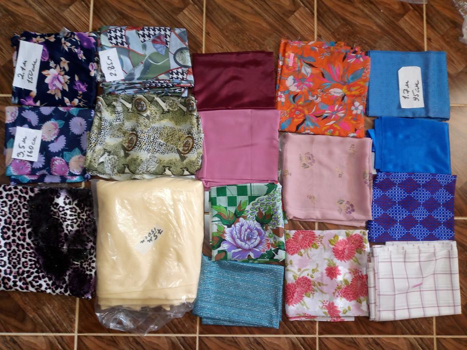 Новые ткани в отрезах.Цена 20 тыс 1м