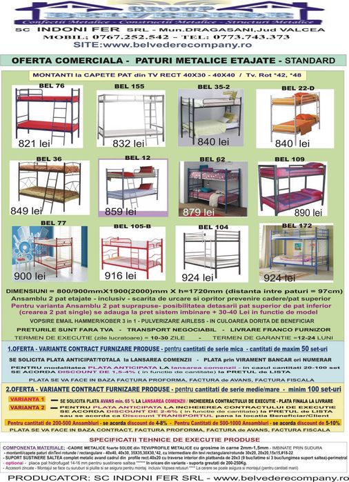 OFERTĂ PROMO Pat Metalic Etajat - Model BEL 1 !