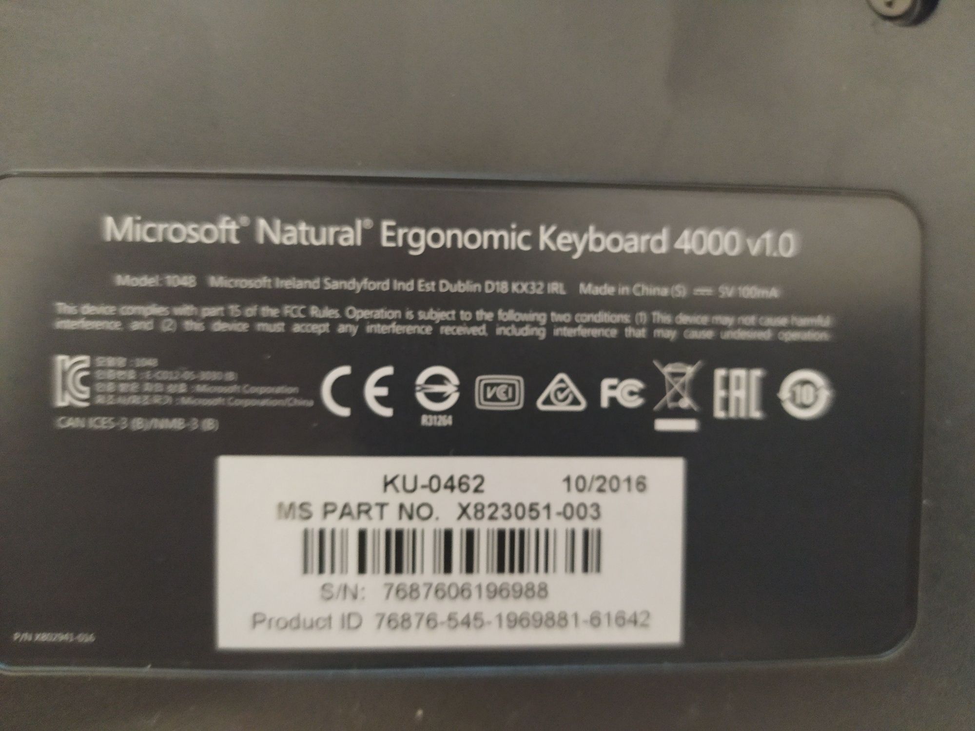 Клавиатура эргономичная, проводная USB, черная