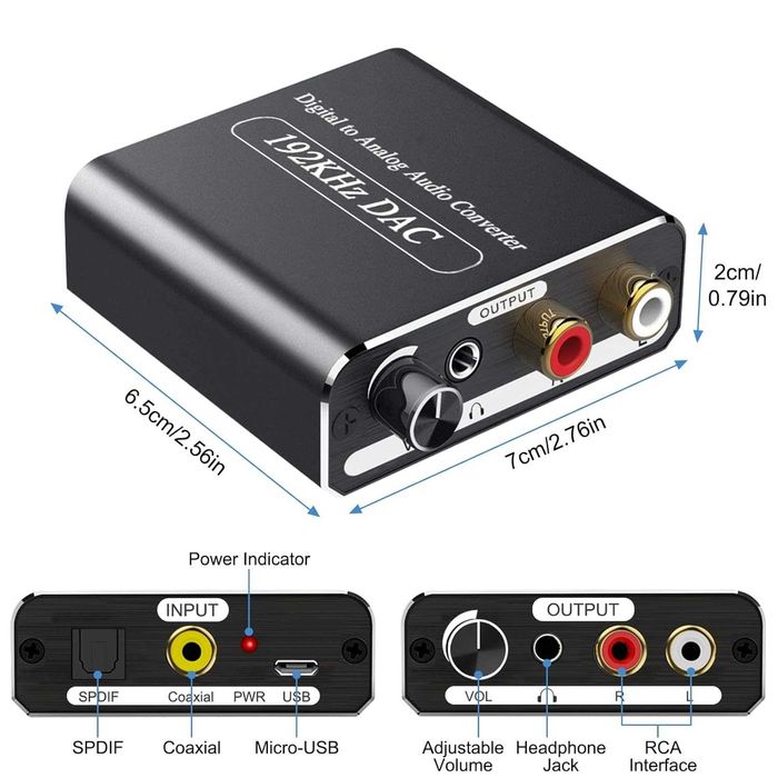 Convertor DAC Ozvavzk 192KHz Convertor volum digital analogic SPDIF