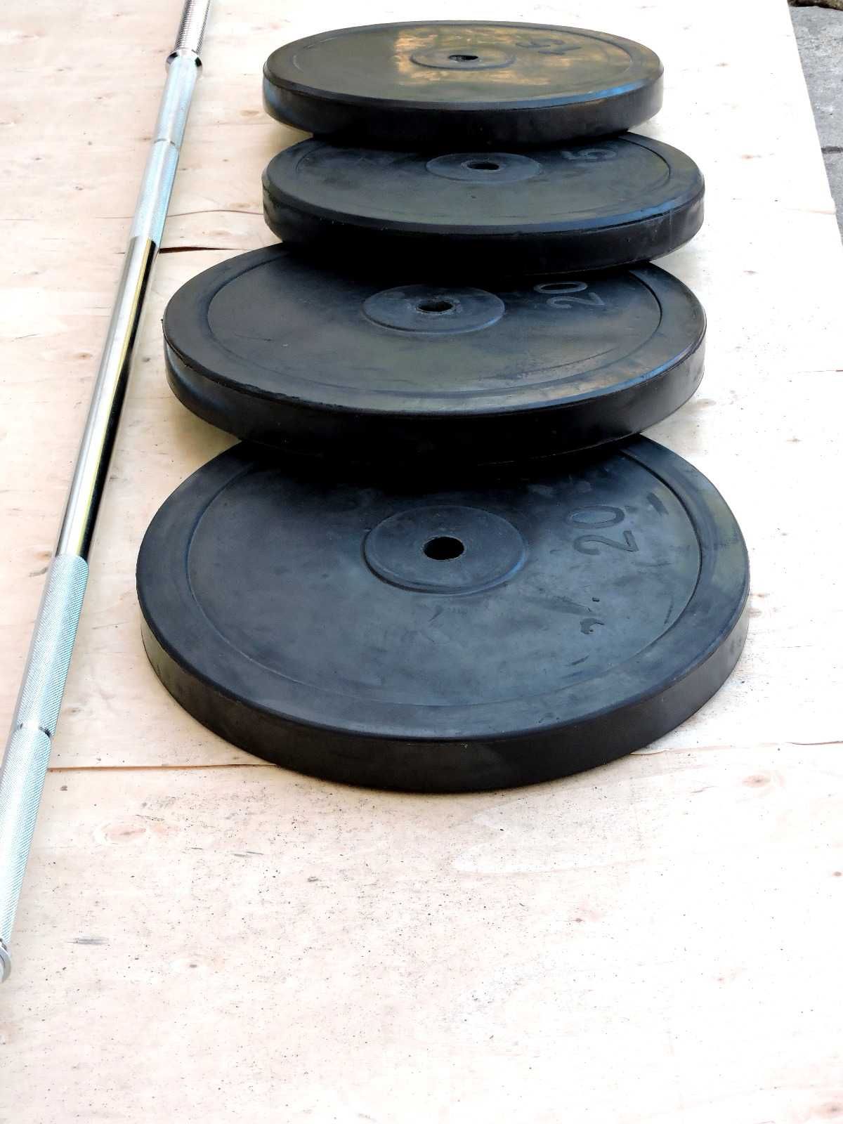 Комплект за Тренировка Прав лост 213 см  + 60 кг Дискове, Щанга 60кг