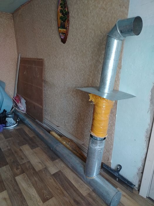 Газовый дымоход двойной утеплённый для дома на земле