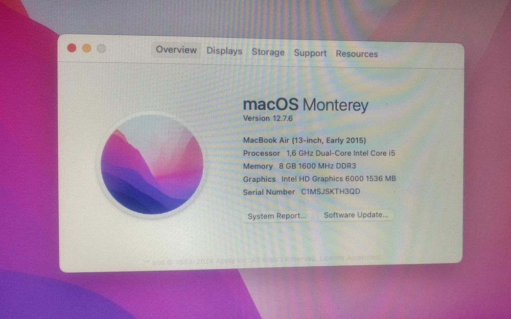 Vand laptop A1466 I5 2015 8GB SSD 128GB