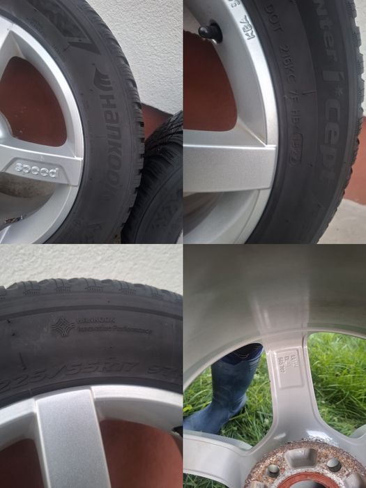 Jante aliaj cu anvelope hankook 225/55/17/vw,audi,Seat,skoda, Mercedes