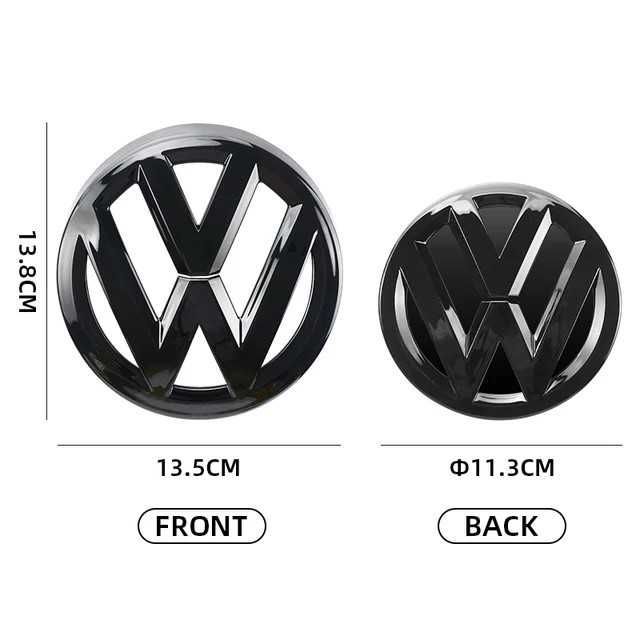 Set 2 Embleme Fata Spate Negru Lucios Volkswagen VW Golf 7 MK7, Glossy