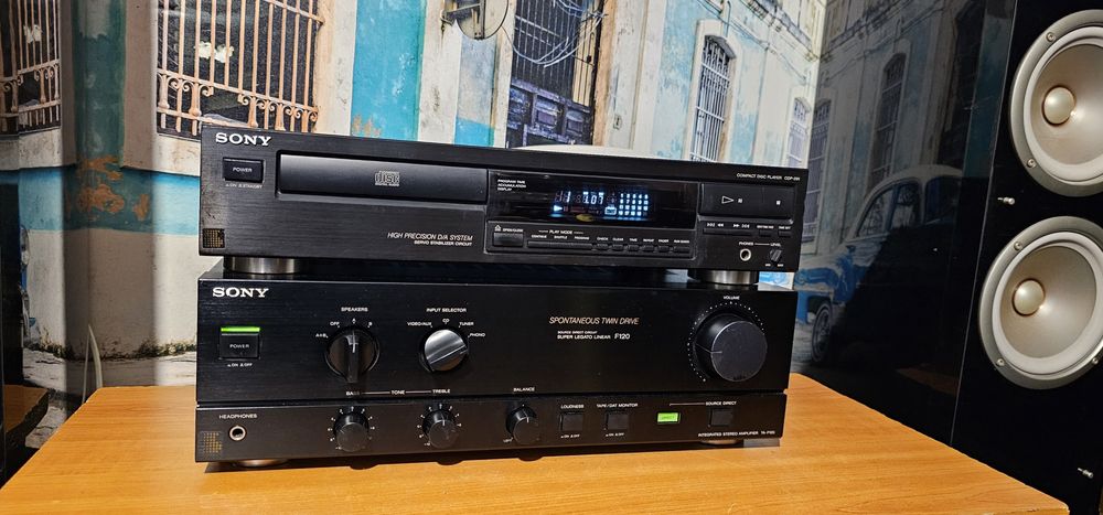 Muzica la cd player Sony CDP 291 sau amplificator statie Sony TA F 120