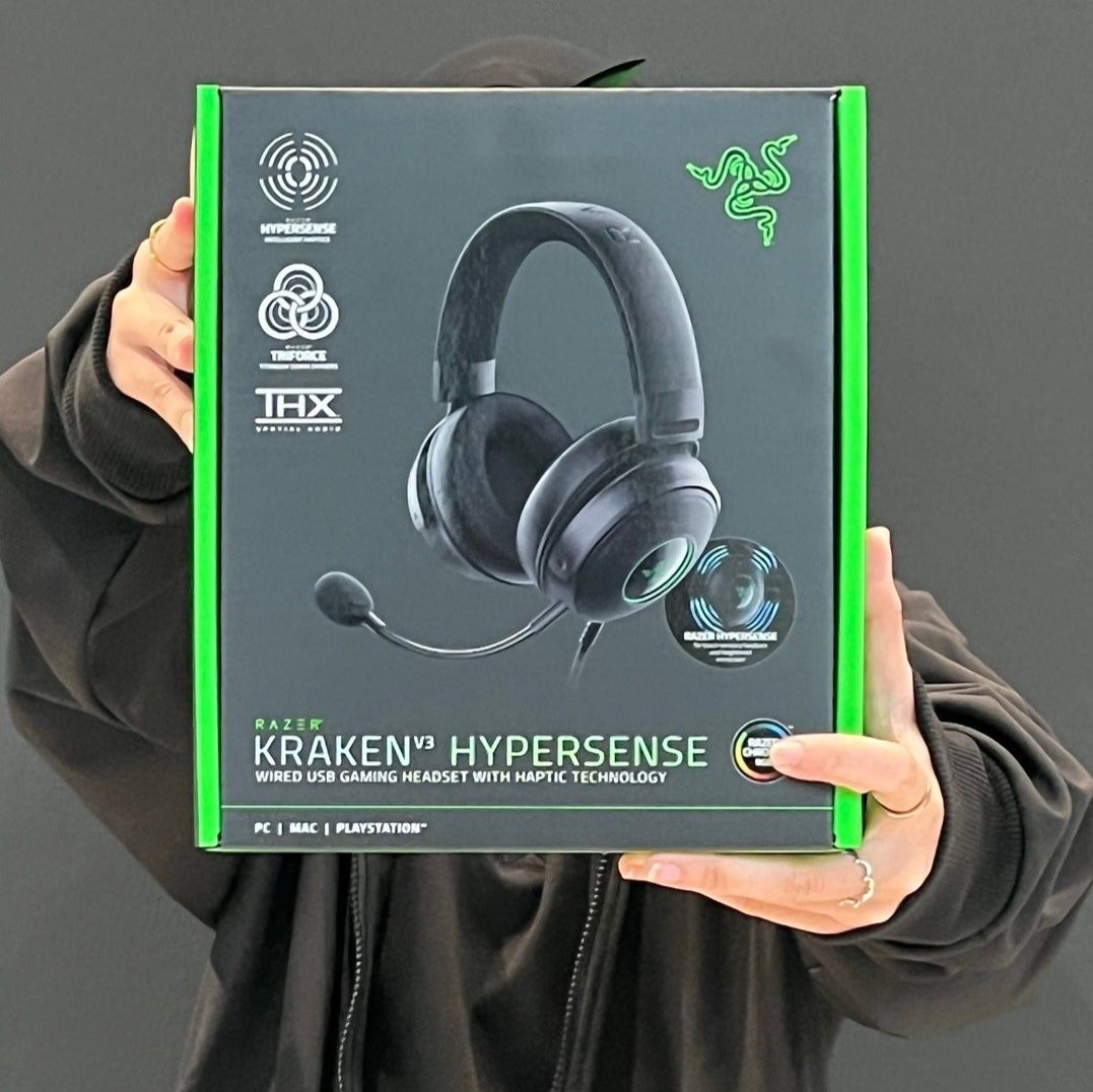 СКИДКА! (c вибрацией) RAZER KRAKEN V3 Hypersense RGB Проводные Наушник