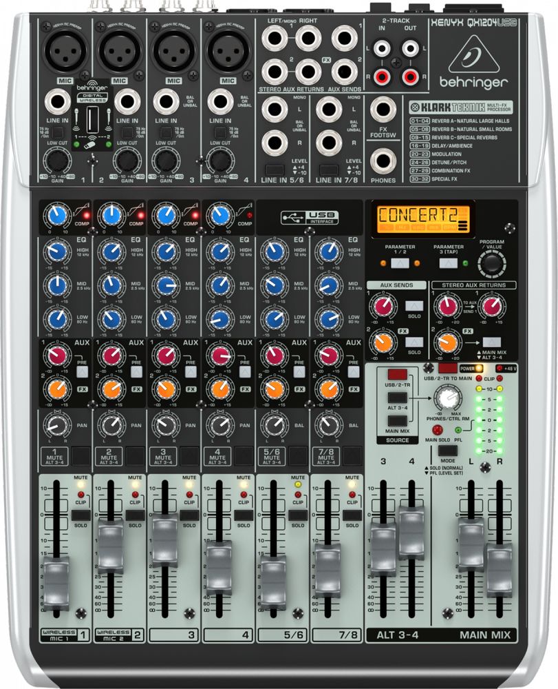 Микшерный пульт BEHRINGER XENYX QX1204USB Klark Teknik.