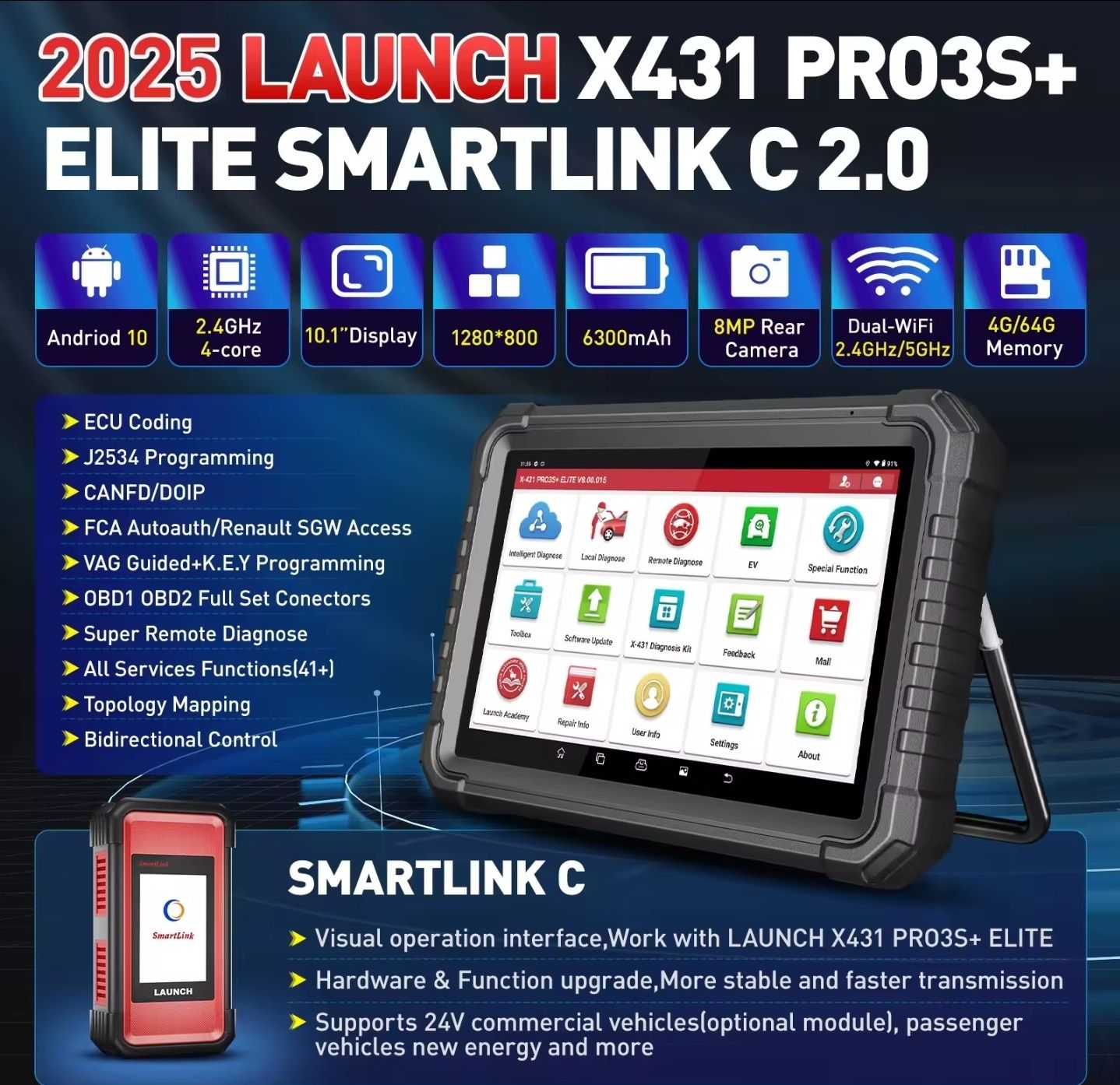 Launch x431 PRO3S ELITE Smartlink C 2.0 limba Română nativ