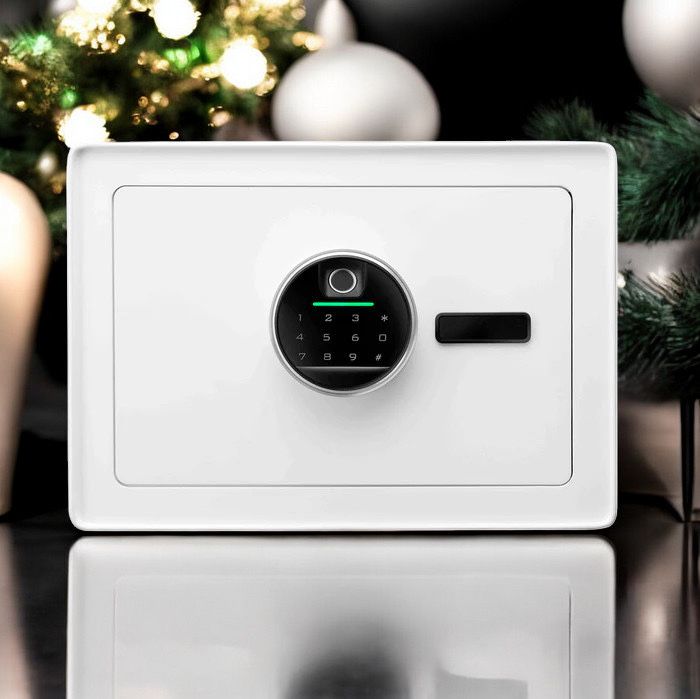 Луксозен Бял Сейф с Биометрично Заключване и Код