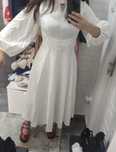 Rochie alba midi de primăvară