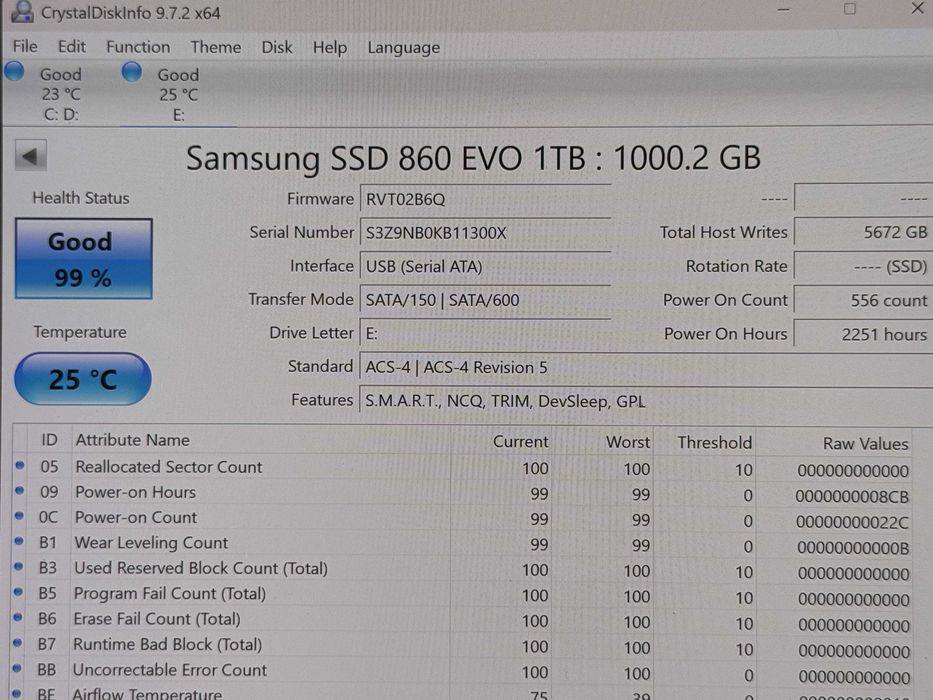1000GB/1TB SSD 2.5 Samsung 860 EVO
