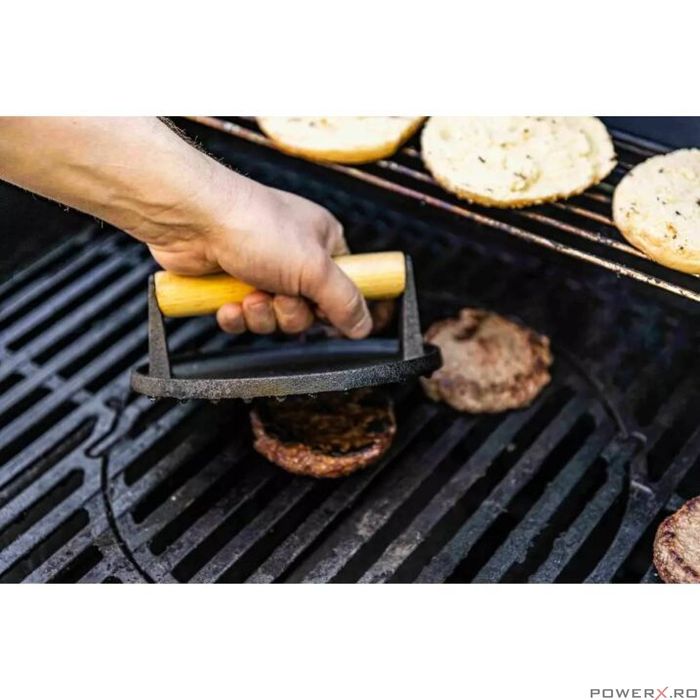 Presa de carne pentru hamburgeri, din fonta, 22 cm, Kinghoff