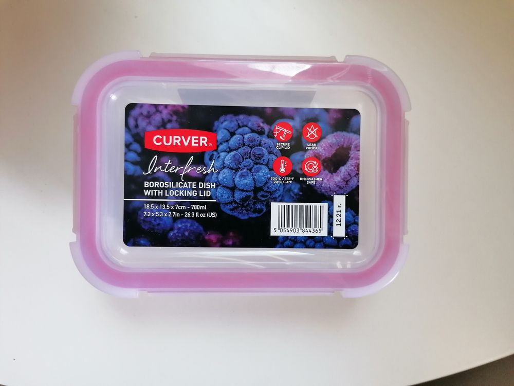 Стъклена правоъгълна кутия с капак "Curver" - 780 мл