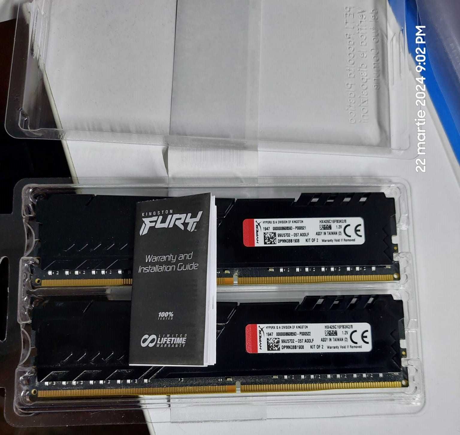 Memorie RAM Kingston, HyperX FURY Black 2x4 giga 2666