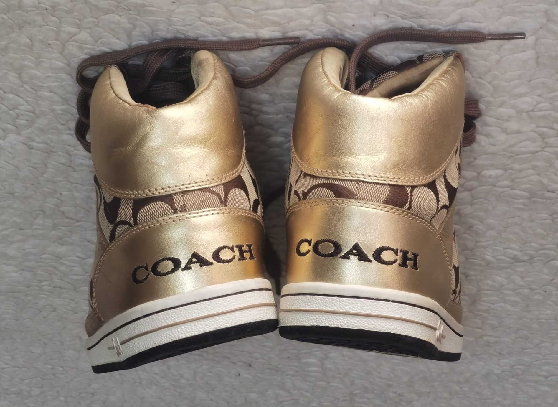 Bascheti dama ghete sport femei piele aurie panza monograme Coach